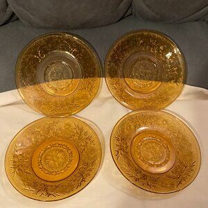 VTG 1939 Indiana Glass-Set of 4 Sandwich Desert Gold Bread Plates-5.75" D-EUC